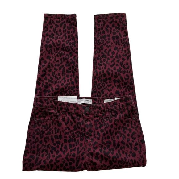 Sanctuary Ankle Jeans Red Black Cheetah Print Stretch Skinny Ankle Pants Size 8 - Picture 12 of 12